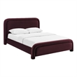 Beck Performance Velvet Queen Platform Bed with Piped Headboard in Mulberry
