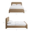Beck Performance Velvet Queen Platform Bed with Piped Headboard in Taupe