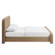 Beck Performance Velvet Queen Platform Bed with Piped Headboard in Taupe