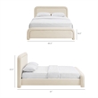 Beck Performance Velvet King Platform Bed with Piped Headboard in Alabaster