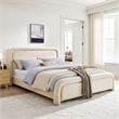 Beck Performance Velvet King Platform Bed with Piped Headboard in Alabaster