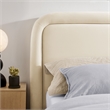 Beck Performance Velvet King Platform Bed with Piped Headboard in Alabaster