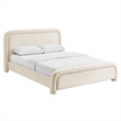 Beck Performance Velvet King Platform Bed with Piped Headboard in Alabaster