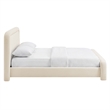 Beck Performance Velvet King Platform Bed with Piped Headboard in Alabaster
