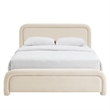 Beck Performance Velvet King Platform Bed with Piped Headboard in Alabaster