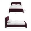 Beck Performance Velvet King Platform Bed with Piped Headboard in Mulberry