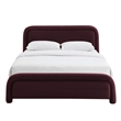 Beck Performance Velvet King Platform Bed with Piped Headboard in Mulberry