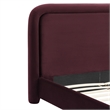 Beck Performance Velvet King Platform Bed with Piped Headboard in Mulberry