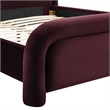 Beck Performance Velvet King Platform Bed with Piped Headboard in Mulberry