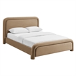 Beck Performance Velvet King Platform Bed with Piped Headboard in Taupe