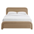 Beck Performance Velvet King Platform Bed with Piped Headboard in Taupe
