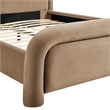 Beck Performance Velvet King Platform Bed with Piped Headboard in Taupe