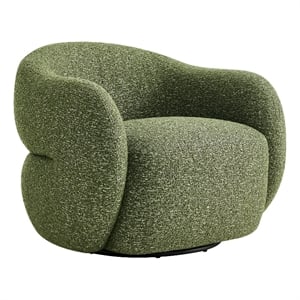 Selby Textured Fabric Swivel Accent Chair with Curved Back in Olive