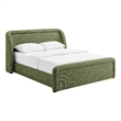 Tasmin Upholstered Fabric King Platform Bed with Rounded Headboard in Olive