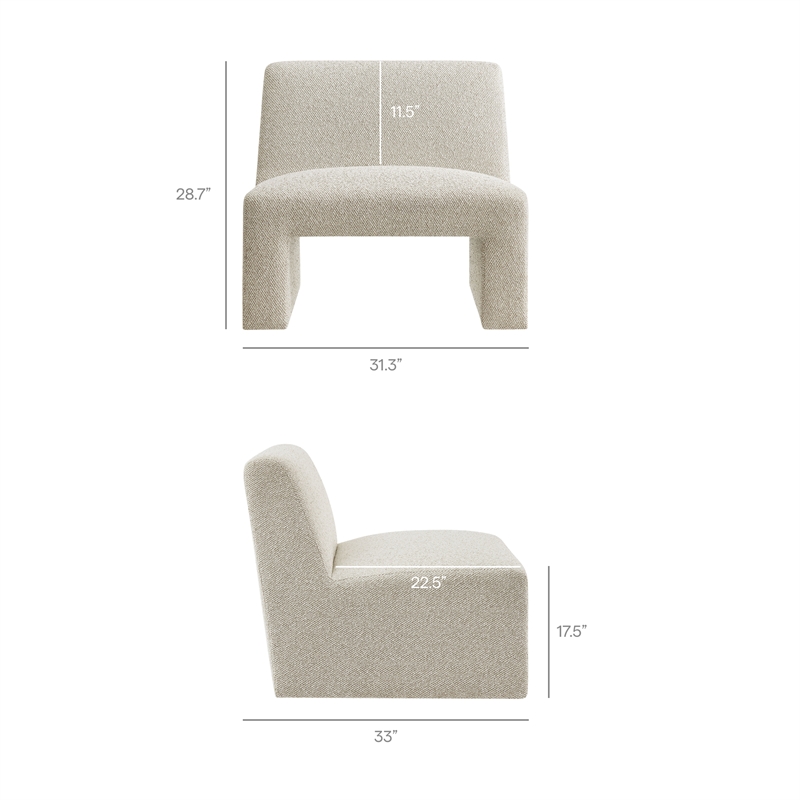 Amita Lattice Boucle Upholstered Accent Chair with Wide Seat in Marble