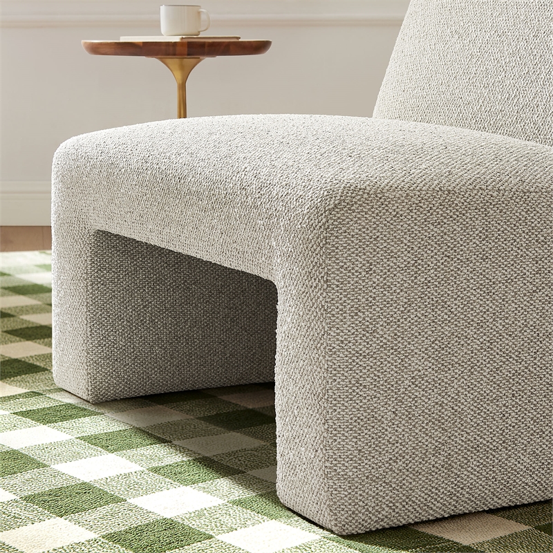 Amita Lattice Boucle Upholstered Accent Chair with Wide Seat in Marble
