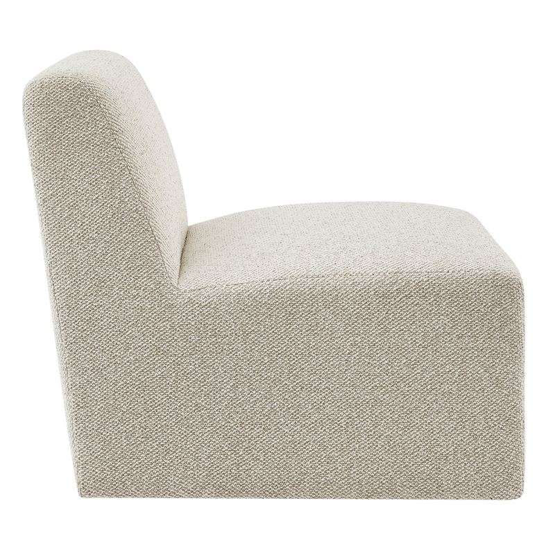 Amita Lattice Boucle Upholstered Accent Chair with Wide Seat in Marble