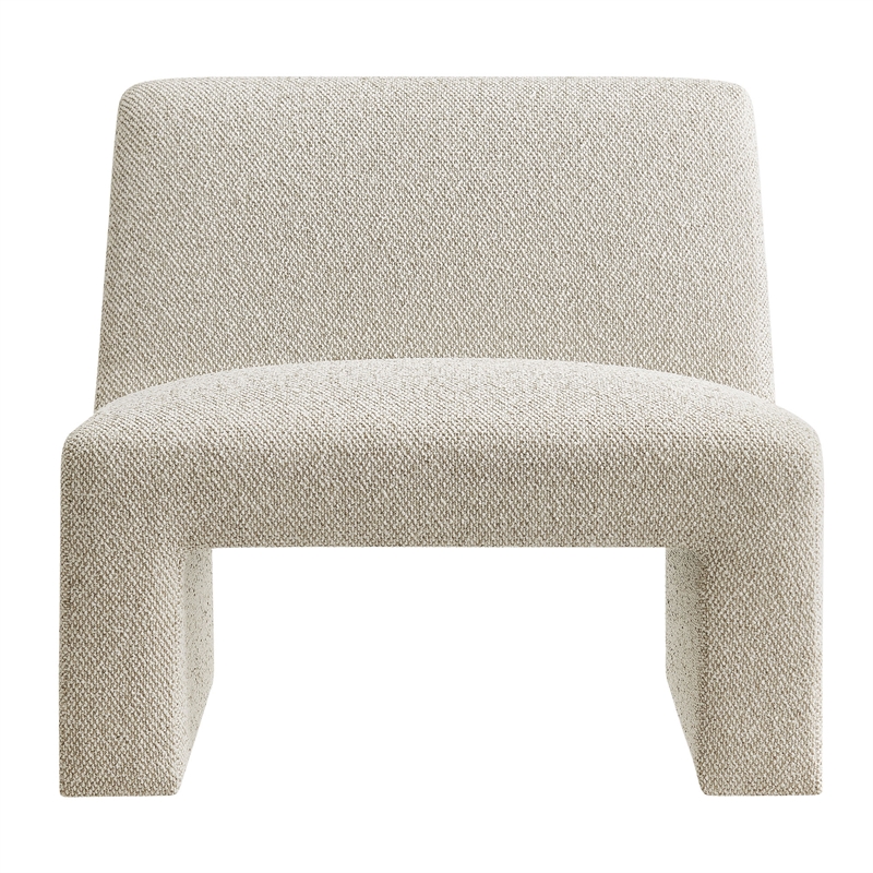Amita Lattice Boucle Upholstered Accent Chair with Wide Seat in Marble