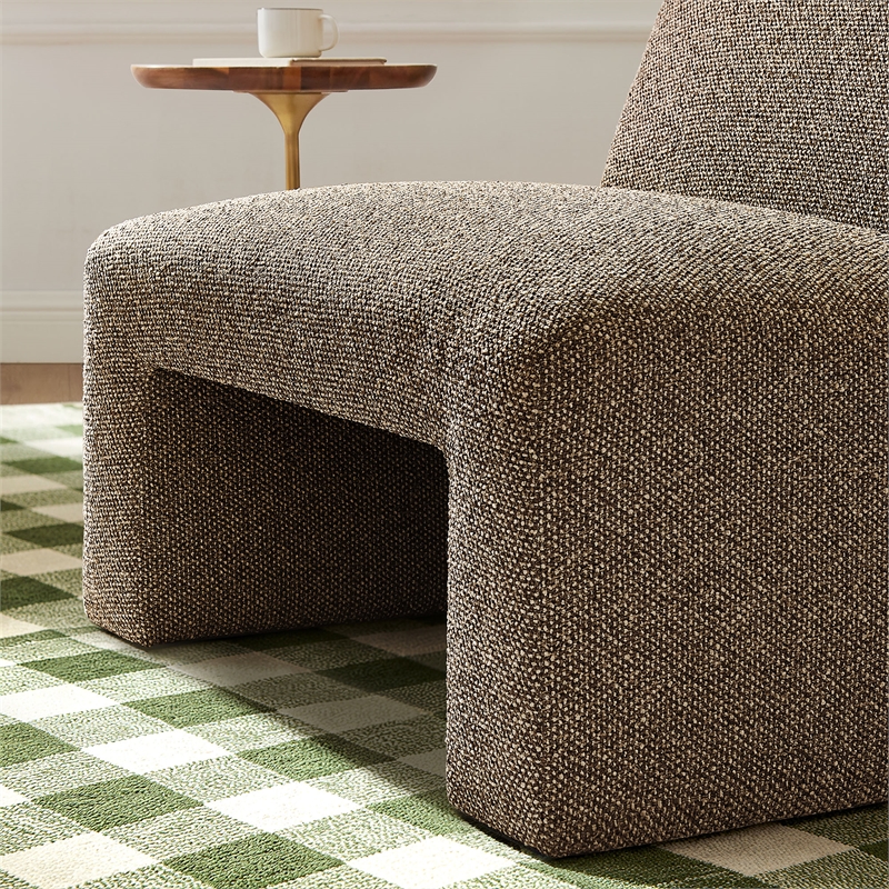 Amita Lattice Boucle Upholstered Accent Chair with Wide Seat in Earth