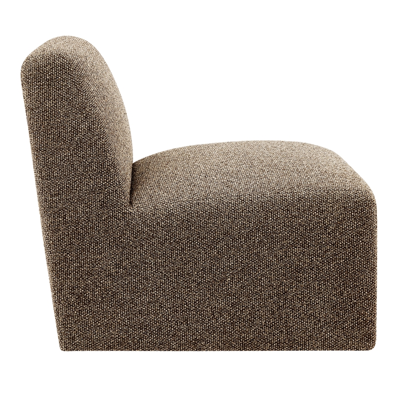 Amita Lattice Boucle Upholstered Accent Chair with Wide Seat in Earth