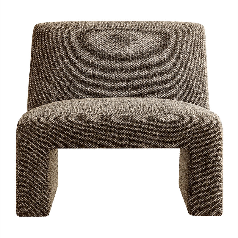 Amita Lattice Boucle Upholstered Accent Chair with Wide Seat in Earth