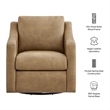 Liora Vegan Leather Swivel Armchair with Sloped Arms in Toast