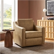 Liora Vegan Leather Swivel Armchair with Sloped Arms in Toast