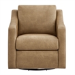 Liora Vegan Leather Swivel Armchair with Sloped Arms in Toast