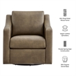 Liora Vegan Leather Swivel Armchair with Sloped Arms in Mushroom
