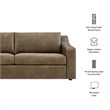 Liora 87 Inch Vegan Leather Sofa with Sloped Arms in Mushroom