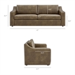 Liora 87 Inch Vegan Leather Sofa with Sloped Arms in Mushroom