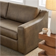 Liora 87 Inch Vegan Leather Sofa with Sloped Arms in Mushroom