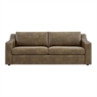 Liora 87 Inch Vegan Leather Sofa with Sloped Arms in Mushroom