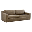 Liora 87 Inch Vegan Leather Sofa with Sloped Arms in Mushroom