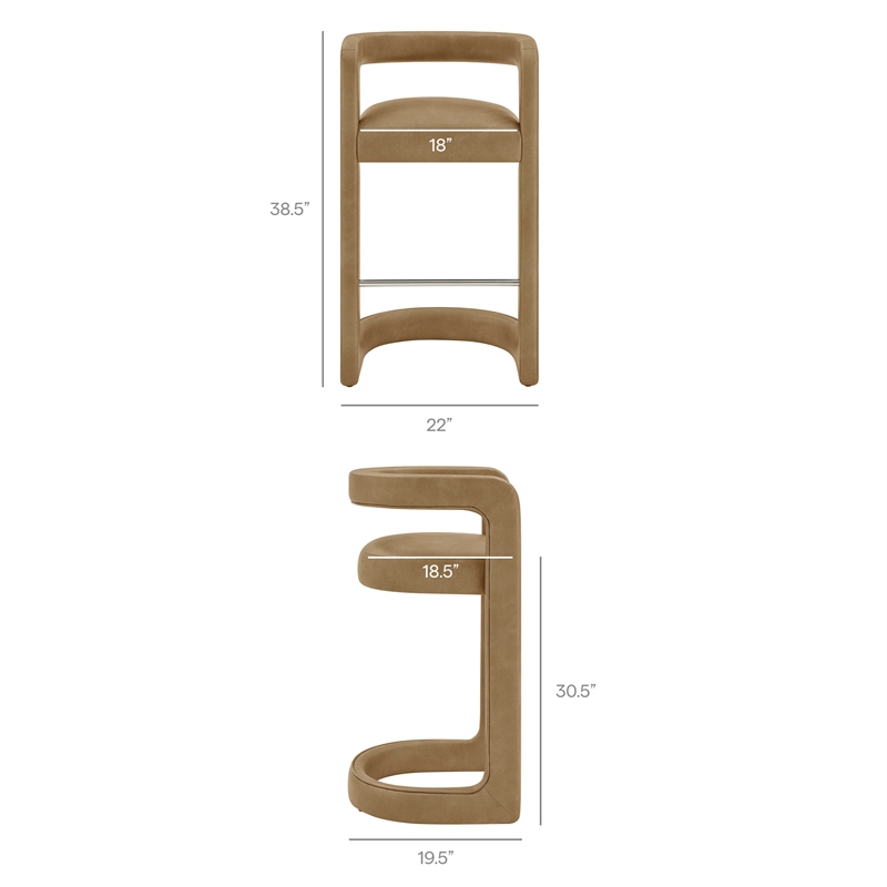 Modway Winslow Premium Vegan Leather Bar Stool in Toast