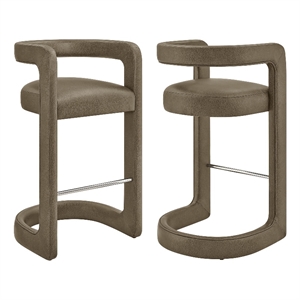 Modway Winslow Premium Vegan Leather Bar Stool in Mushroom