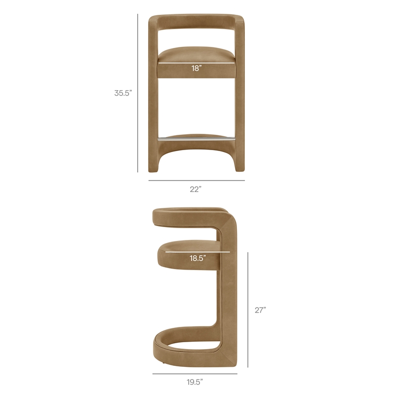 Modway Winslow Premium Vegan Leather Counter Stool in Toast