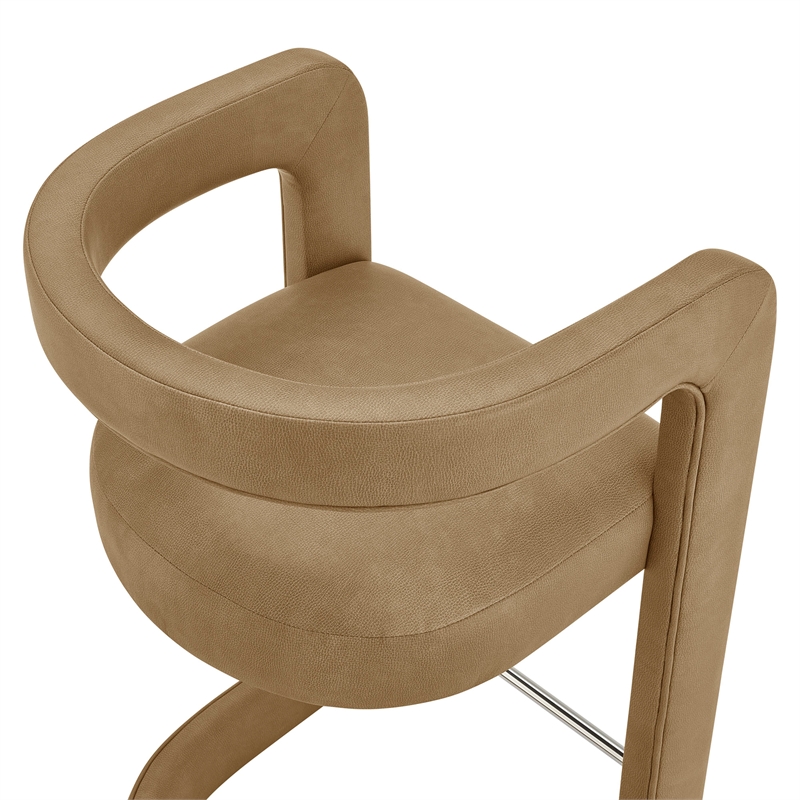 Modway Winslow Premium Vegan Leather Counter Stool in Toast