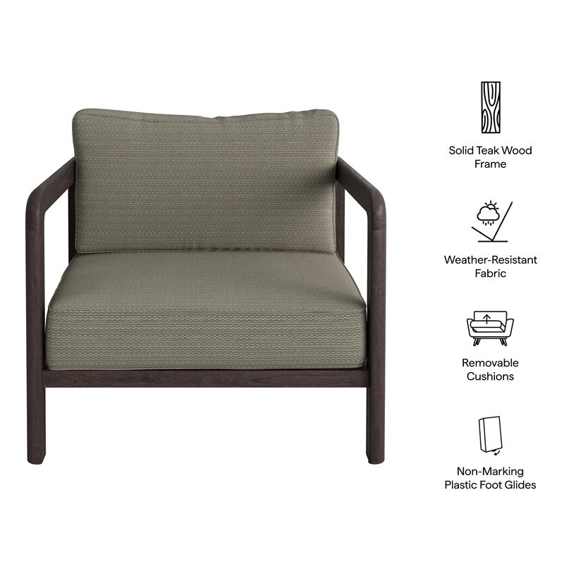 Kona Outdoor Teak Wood Armchair in Ash