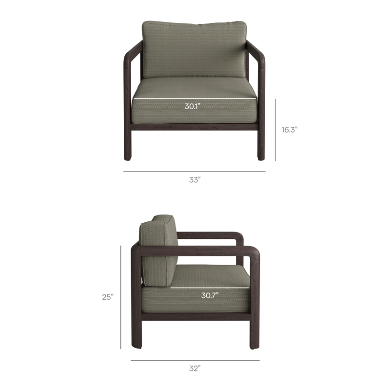 Kona Outdoor Teak Wood Armchair in Ash