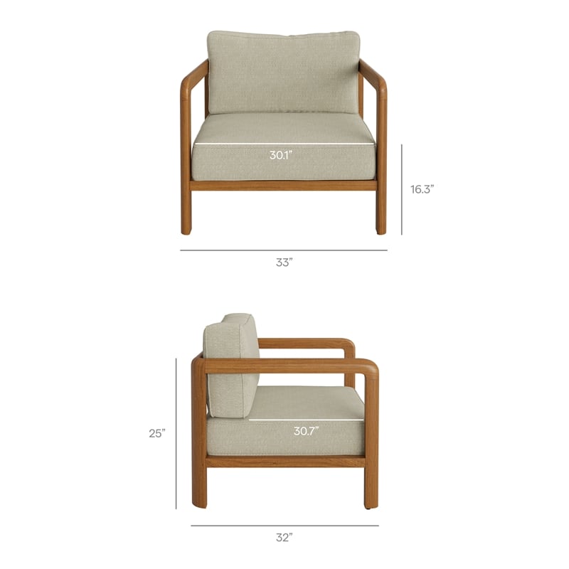 Kona Outdoor Teak Wood Armchair in Sand