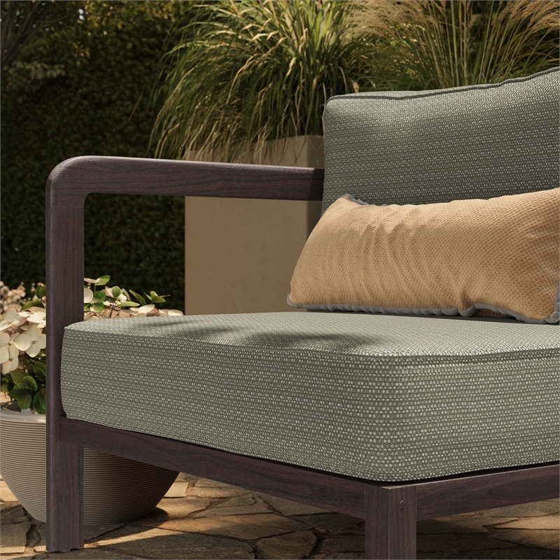 Kona Outdoor Teak Wood Left-Arm Facing Modular Armchair in Ash
