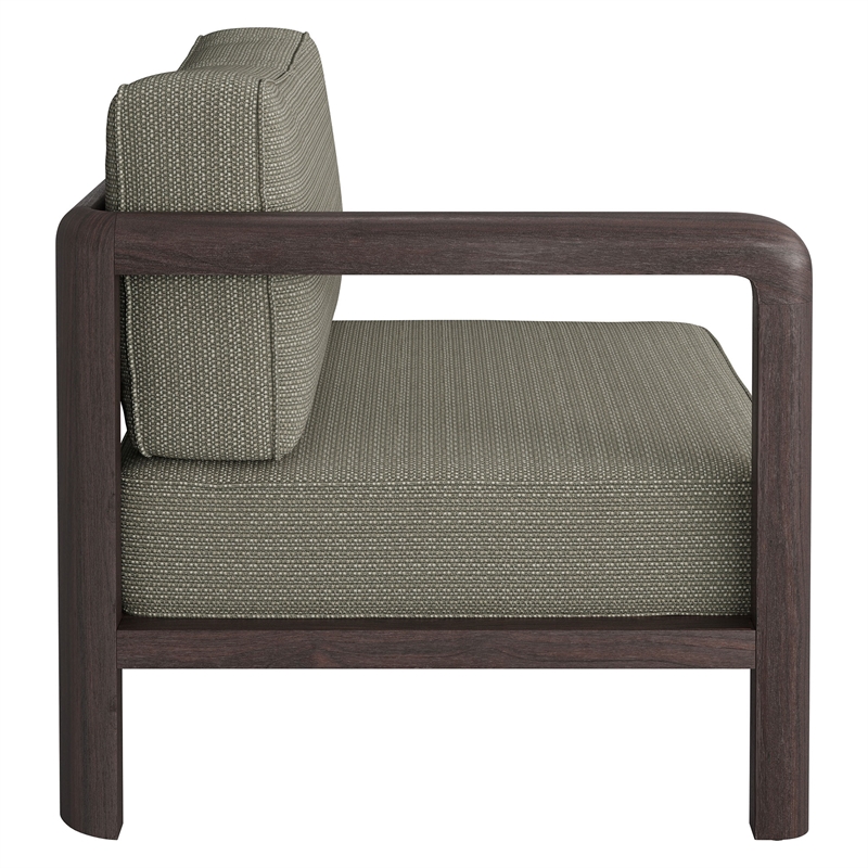 Kona Outdoor Teak Wood Left-Arm Facing Modular Armchair in Ash