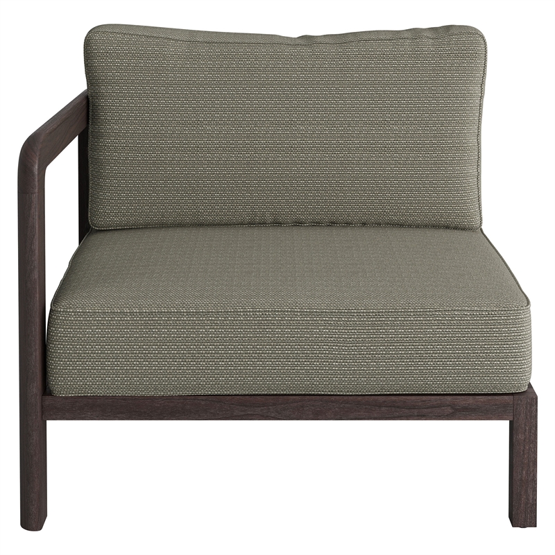 Kona Outdoor Teak Wood Left-Arm Facing Modular Armchair in Ash