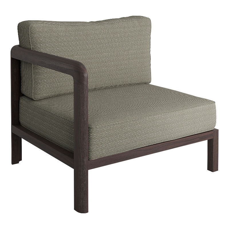 Kona Outdoor Teak Wood Left-Arm Facing Modular Armchair in Ash