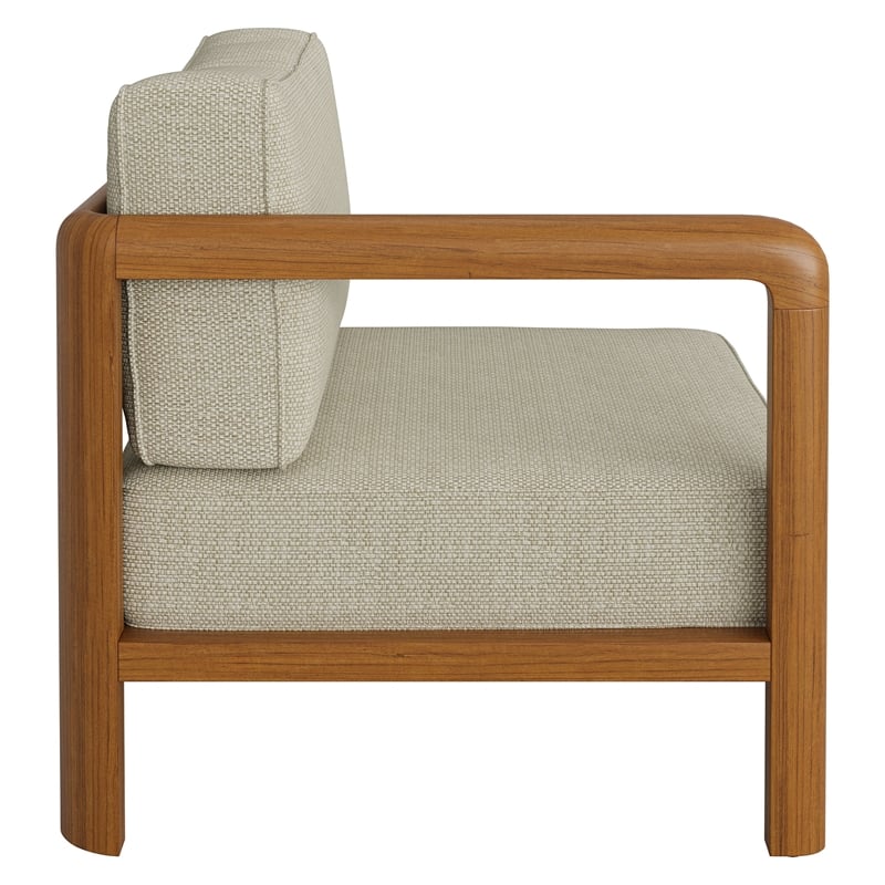 Kona Outdoor Teak Wood Left-Arm Facing Modular Armchair in Sand