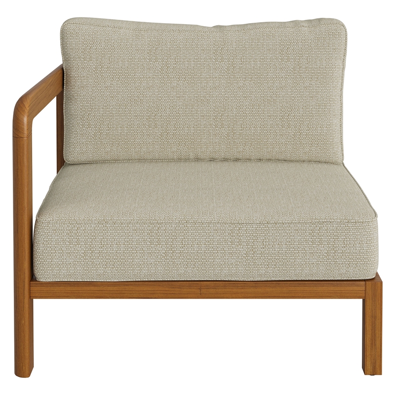 Kona Outdoor Teak Wood Left-Arm Facing Modular Armchair in Sand