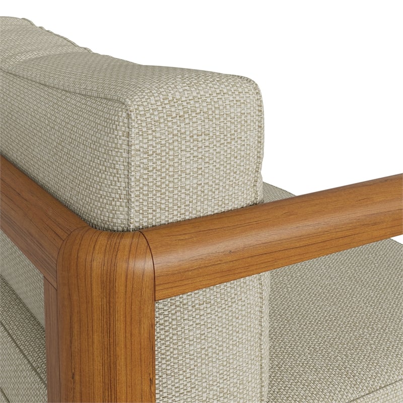 Kona Outdoor Teak Wood Left-Arm Facing Modular Armchair in Sand