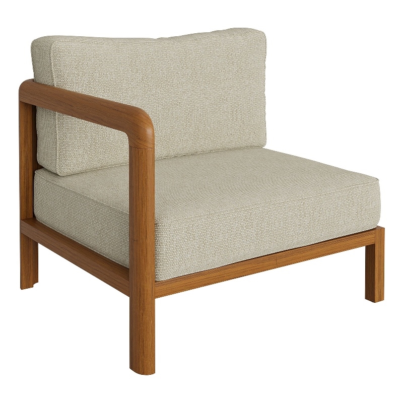 Kona Outdoor Teak Wood Left-Arm Facing Modular Armchair in Sand