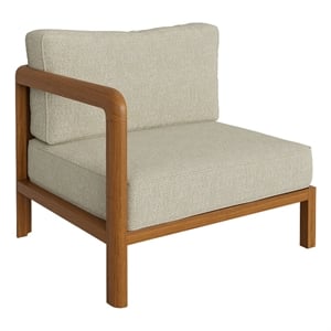 Kona Outdoor Teak Wood Left-Arm Facing Modular Armchair in Sand